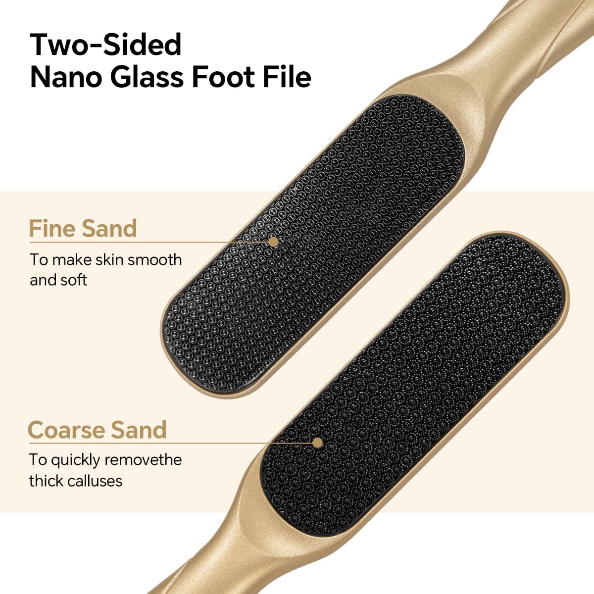 Nano Glass Foot File, Foot Callus Remover, Double Sided Pedicure Tools for Feet, Dual Use of Dry and Wet, Professional Hygienic Foot Scrubber to Achieve Smooth, Silky Feet Instantly (Golden)