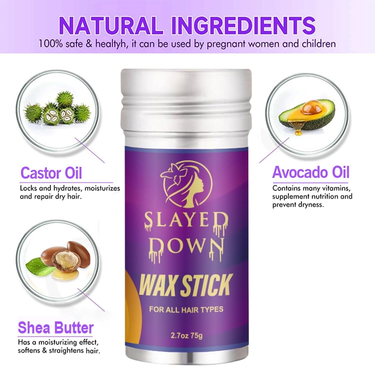 Hair Wax Slick Stick – Styling Stick for Flyaways, Edge Control, Frizz Taming, and Baby Hair Slick Back for Kids, Women, Men, and Wigs - Nourishing Accessories - Bun Maker & Styling Cream