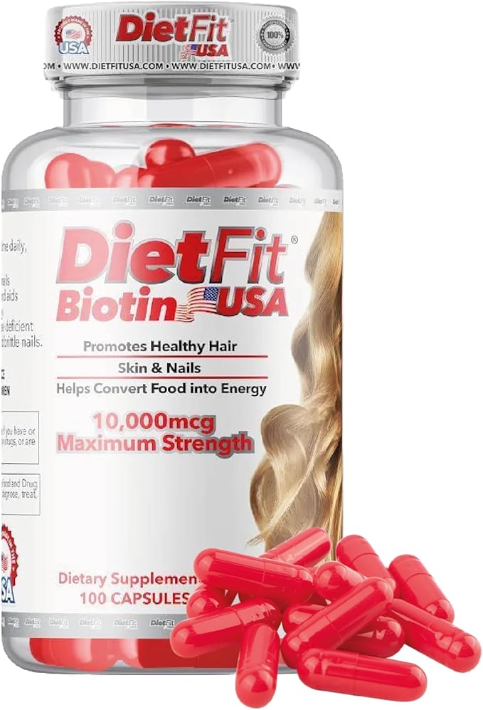 DIETFIT | Biotin 100 Capsules | Radiant Hair, Skin, and Nails Formula | Energizing Nutrient Blend | Advanced Beauty Support | Easy Daily Use | Fitness Supplements | Fitness Solution