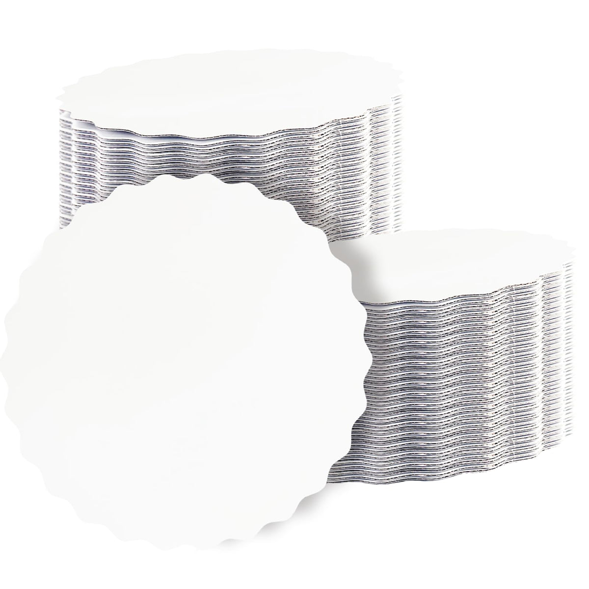 qiqee 8 Inch White Wave Cake Boards Round 15-Packs Circles Rounds Base Food-Grade Cardboard Wave Cake Plate（Thinner But Stronger）