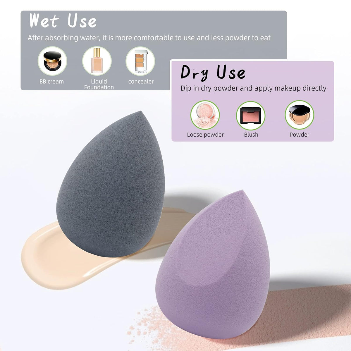 COSTICA Makeup Sponge, 8 Pcs Beauty Blender for Foundation Blending Sponge, Multi-colored Makeup Blender with Storage Box, Flawless for Liquid Cream and Powder