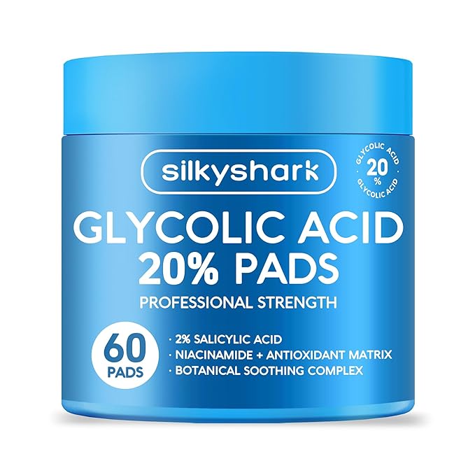 Glycolic Acid 20% Resurfacing Pads (60 Count), 20% Ultra Pure Glycolic Acid + 2% Salicylic Acid, Exfoliating Peel Pads for Face & Body, Effective Chemical with Vitamin B&C&E