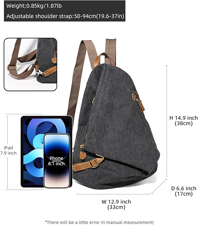 KL928 Canvas Vintage Backpack – Large Casual Daypack Outdoor Travel Rucksack Hiking Backpacks for Men Women