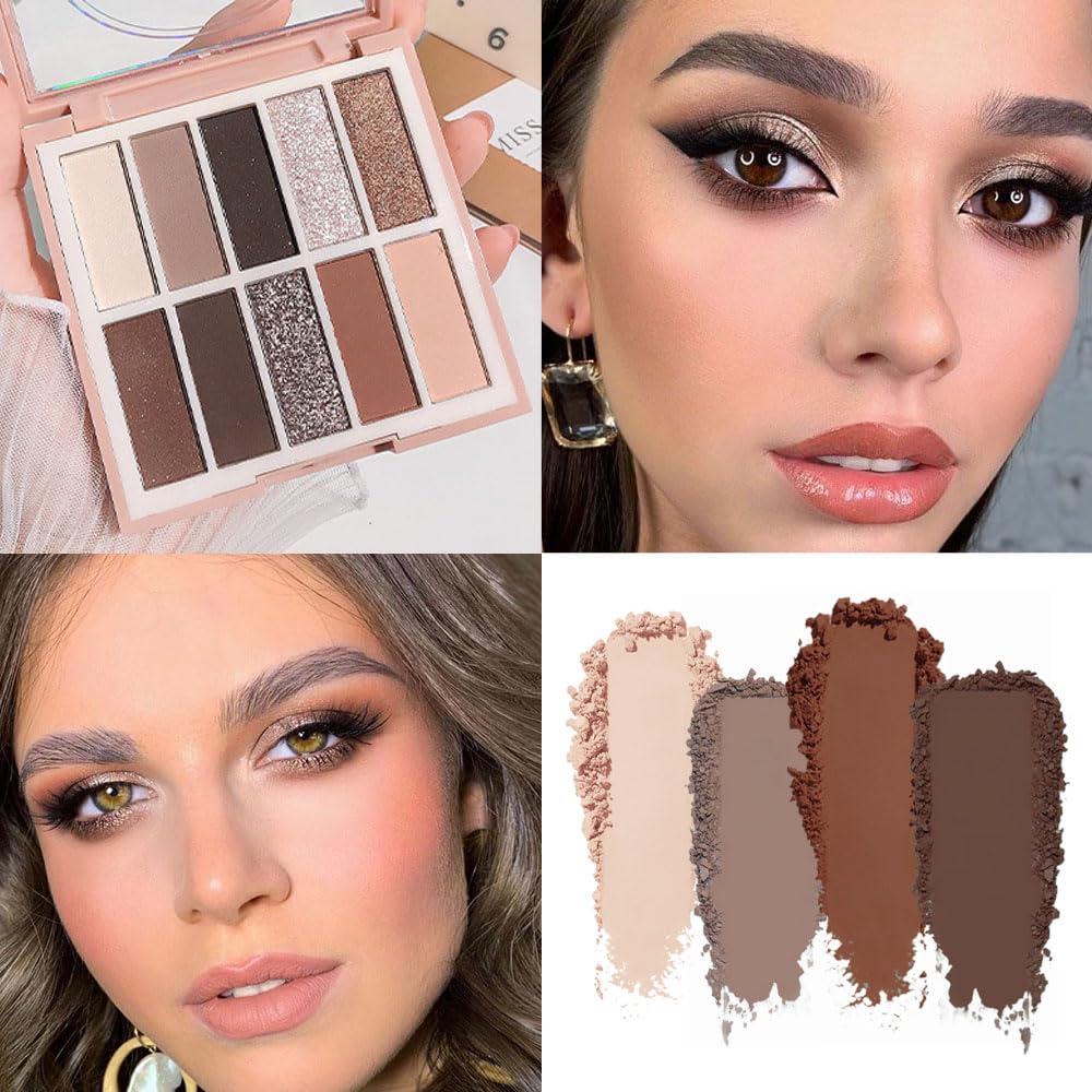 Neutral Nude Eye Shadow Palette,Matte Brown Bronze Naked Cream Eyeshadow Palette,Make Up Pallets for Women Natural Eyeshadows for Eyes Long Lasting Naturing-Looking