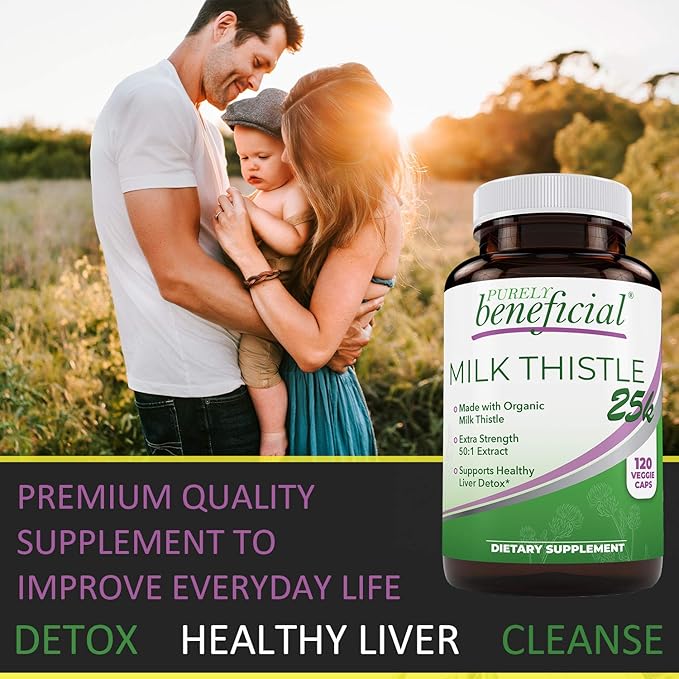 Milk Thistle Capsules- 25,000 MG Strength- 50X Concentrated Seed Extract & 80% Silymarin Standardized- 120 Vegan pills- Supports Healthy Liver Cleanse & Detoxification, Non-GMO- 4 Month Supply
