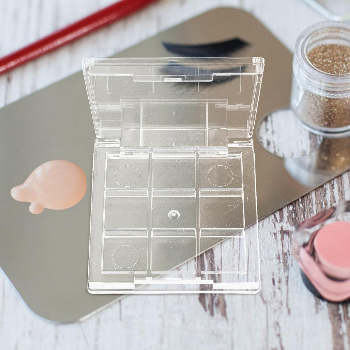 2pcs Empty Lipstick Palette Clear Lipstick Case Mini Highlighters Cross Body Bag Portable Makeup Organizer Storage Cases Sample Eye Shadow Plastic Empty Bracket Travel