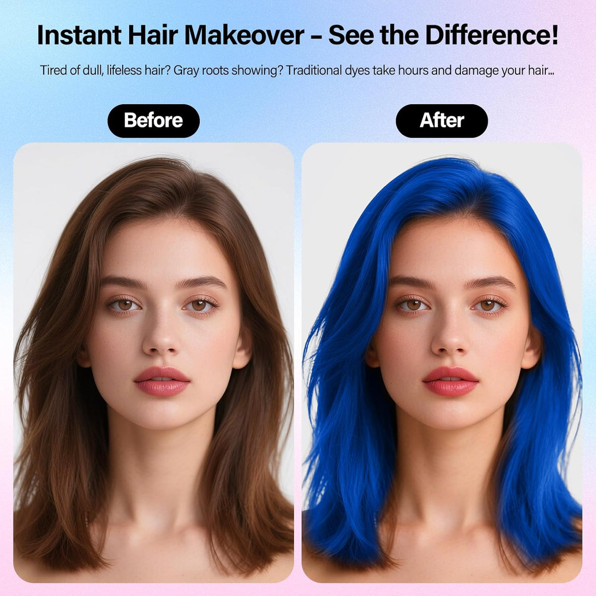 Temporary Hair Color Spray For Kids Women Men, Temporary Hair Dye Washable Hair Color Wax Non-Sticky For Cosplay Party DIY, Christmas Party, Halloween Crazy Hair Day(Blue, 4.06 oz)