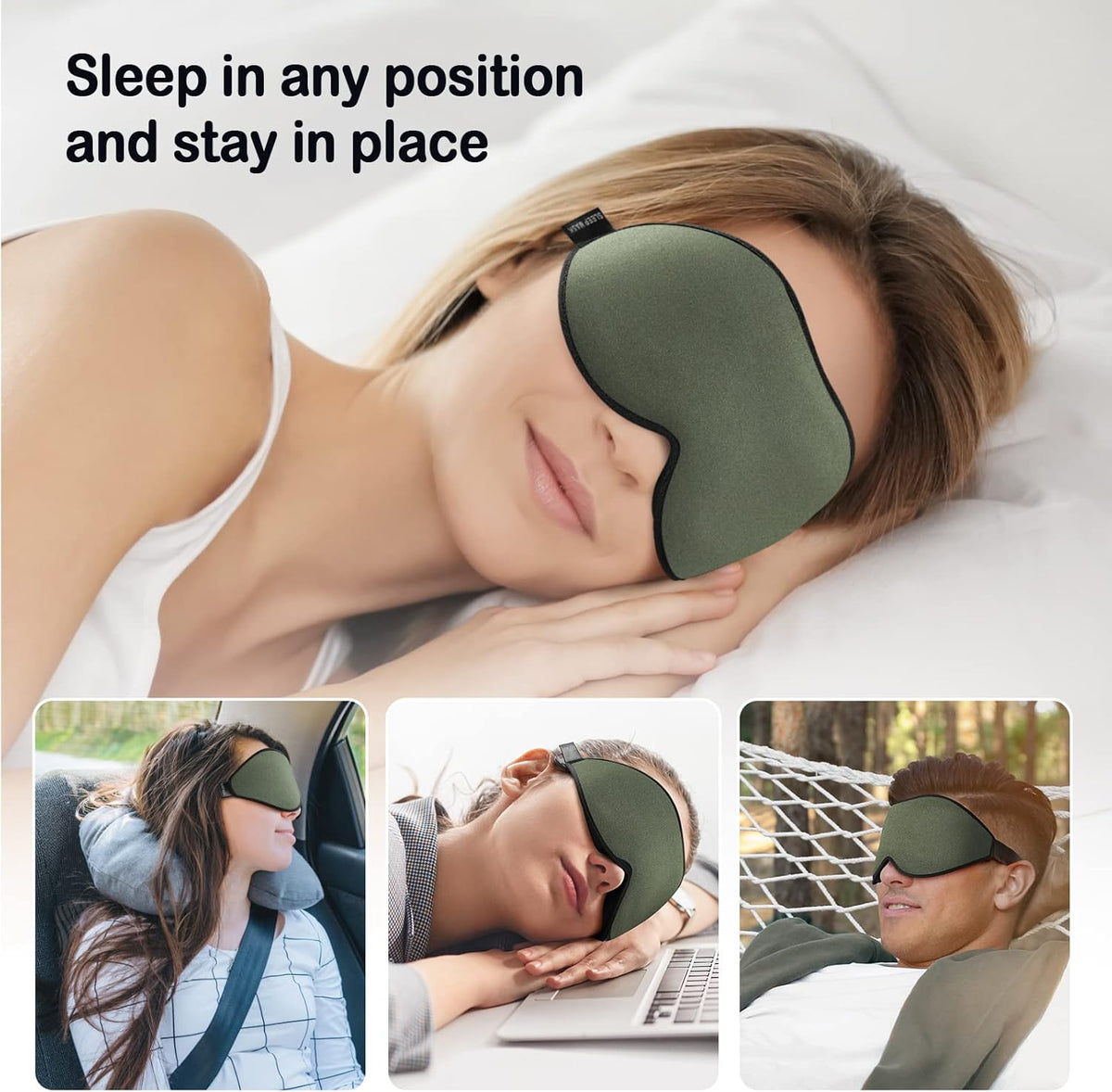 LitBear Sleep Mask for Men Side Sleeper, Sleeping Mask for Women Light Blocking, 3D Contoured Cup Eye Mask Sleeping, Soft Lightweight Sleep Eye Mask with Adjustable Elastic Strap for Traveling