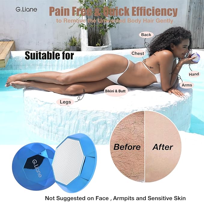 Crystal Hair Eraser,Painless Nano Hair Remover Exfoliation,Gentle and Efficient Glass Hair Removal Device Without Waxing,Natural Epilator for Women and Men(Royal Blue)