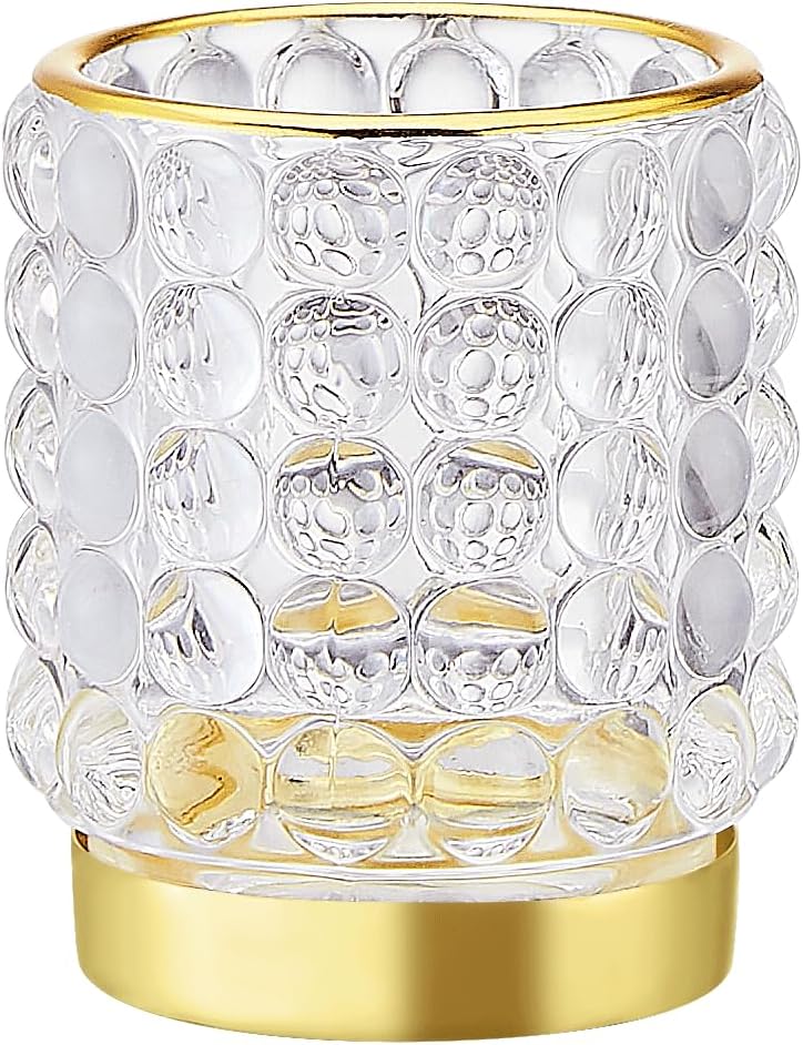 Makeup Brush Holder Organizer,Toothbrush Holders,Desk Pen Pencil Holder,Multifunctional Vintage Glass Brush Cup(A38-4-US/Clear/S)