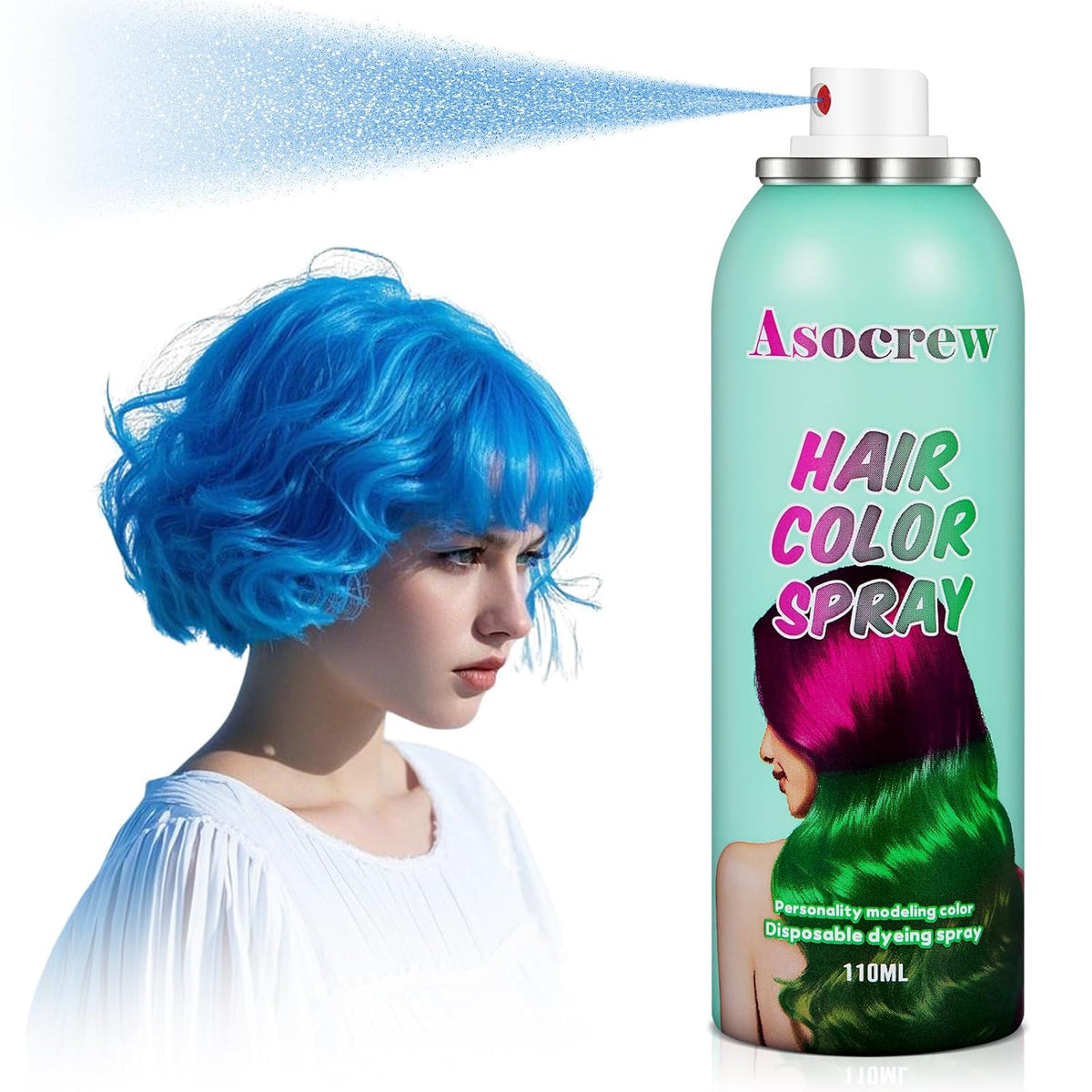 Blue Hair Spray,Hair Color Spray Dye,Temporary Hair Color Spray for Kids Women,Hair Color Dye Pomades,Washable Hair Coloring Natural Color Hair Spray for Party,Halloween,Cosplay(Blue)