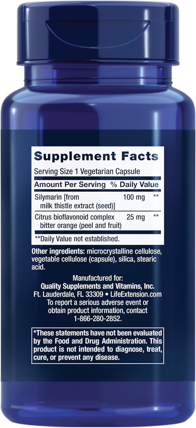Life Extension Silymarin – Milk Thistle Extract – Supports Liver Health – Gluten-Free, Non-GMO, Vegetarian – Two Pack - 2 x 90 Capsules
