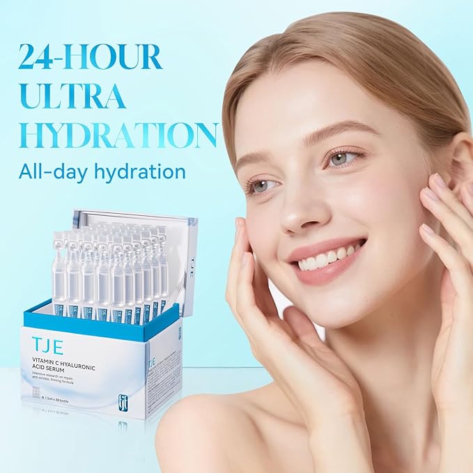 30 PCS Vitamin C Hyaluronic Acid Serum for Face, Ultra Hydrating Anti-Aging & Skin Firming Serum, Wrinkle-Reducing, Fast Absorbing, Deep Moisturizing