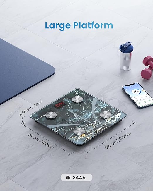 RENPHO Smart Scale for Body Weight, FSA HSA Eligible, Digital Bathroom Scale BMI Weighing Bluetooth Body Fat Scale, Body Composition Monitor Health Analyzer with Smartphone App (Marble, 11"/280mm)