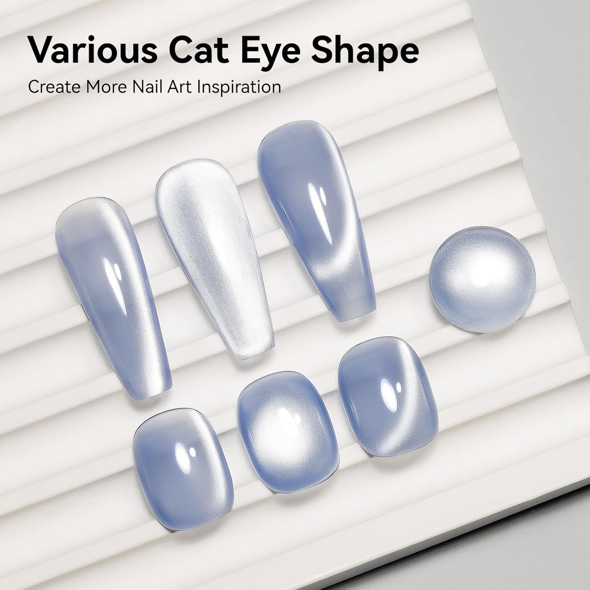 Cat Eye Gel Nail Polish Blue, Magnetic Cateye Gel Polish Sheer Blue Glitter Holographic With Magnet for Nail Salon DIY At Home