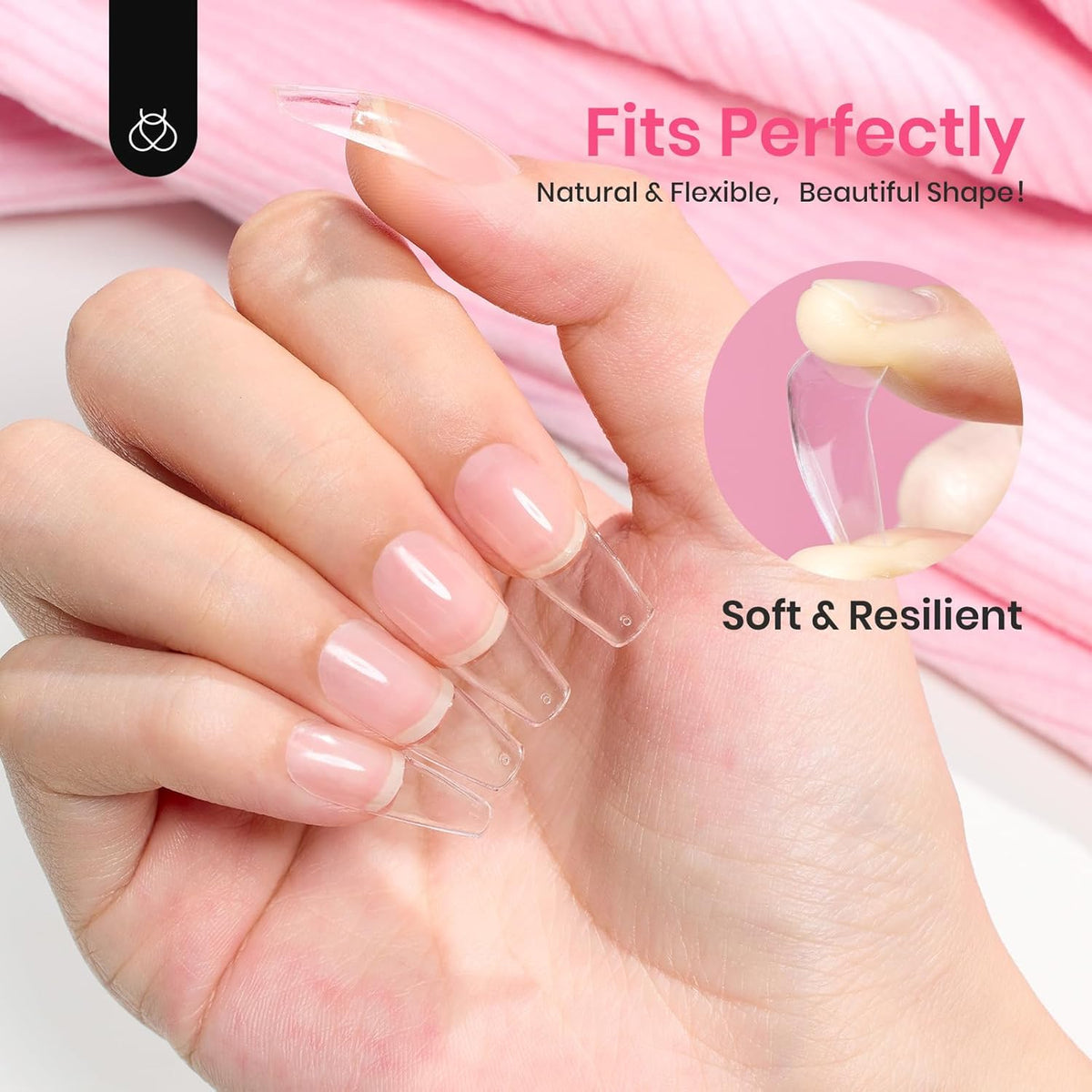 Beetles Gel Nail Tips Easy Nail Extension Pre-shaped Medium Coffin Nail Tips 12 Sizes 288Pcs Gelly Tips Clear Press on Nail Tips Full Cover False Nails Gifts for Girls Women