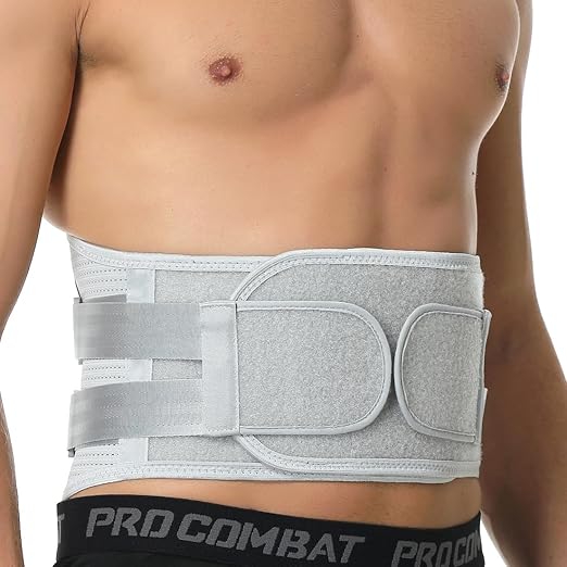 NeoTech Care Back Support Belt - Breathable & Adjustable Lower Back Brace - Double Pull Compression Straps (Grey, Size L)