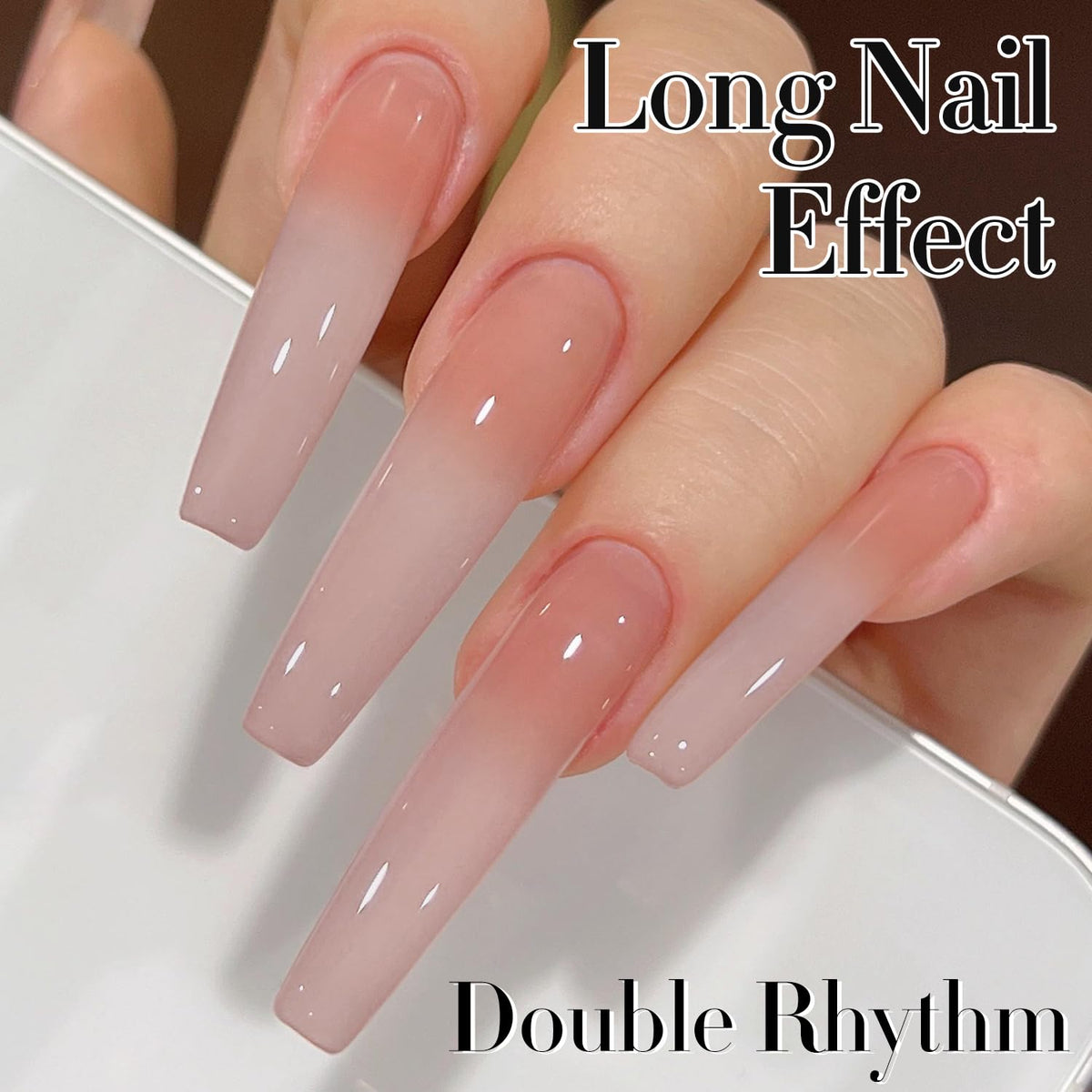 Double Rhythm Translucent Gel Polish Sheer Neutral Natural Light Milky Same Color Same Bottle 15ML Jelly Nail Polish Nail Art DIY at Home (Milky Nude Purple-A1414)