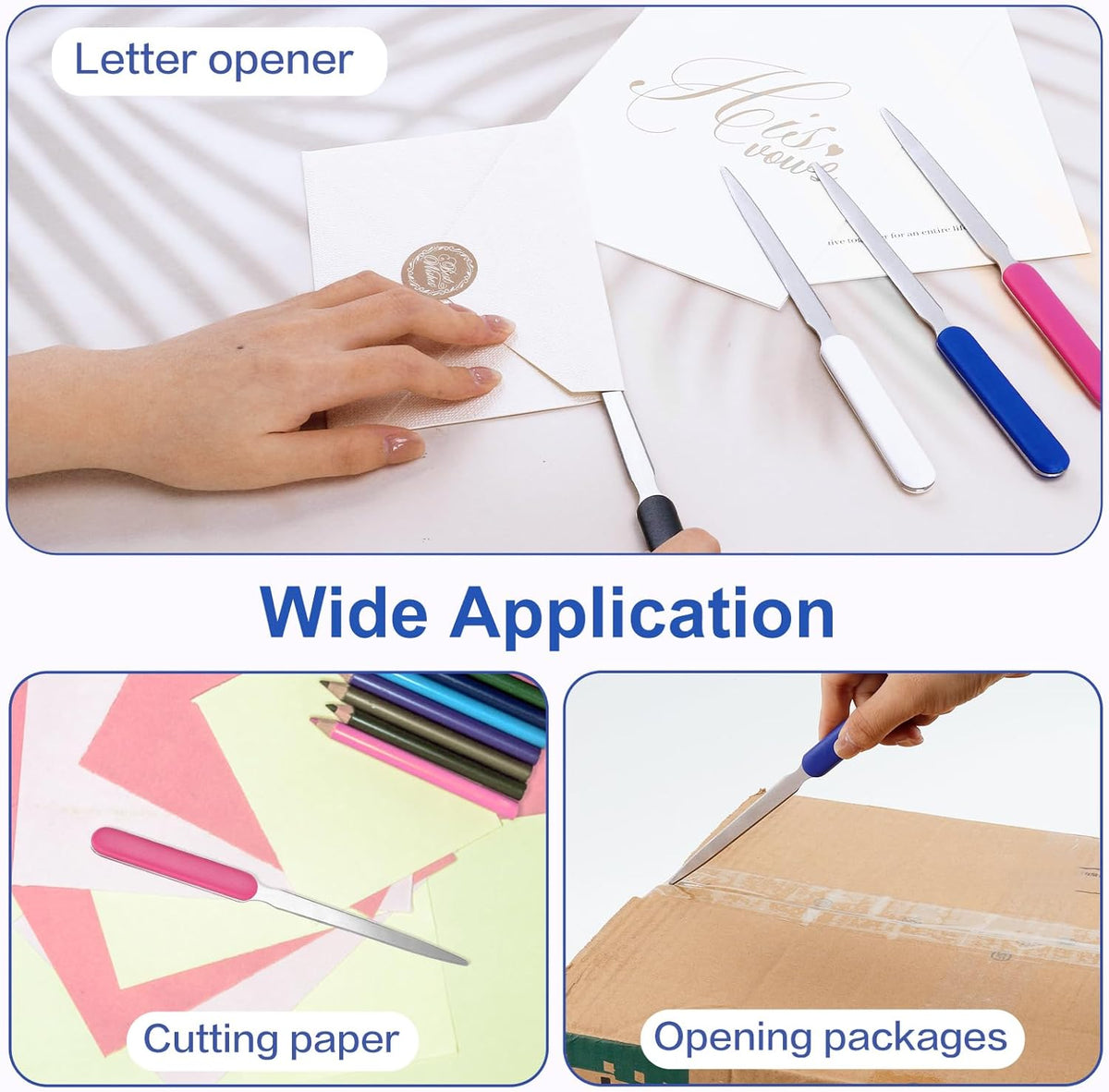 7 Pack Letter Opener Set, 7.5 Inch Stainless Steel Envelope Slitter, Efficient Mail Opener Tool Ideal for Office and Home Use