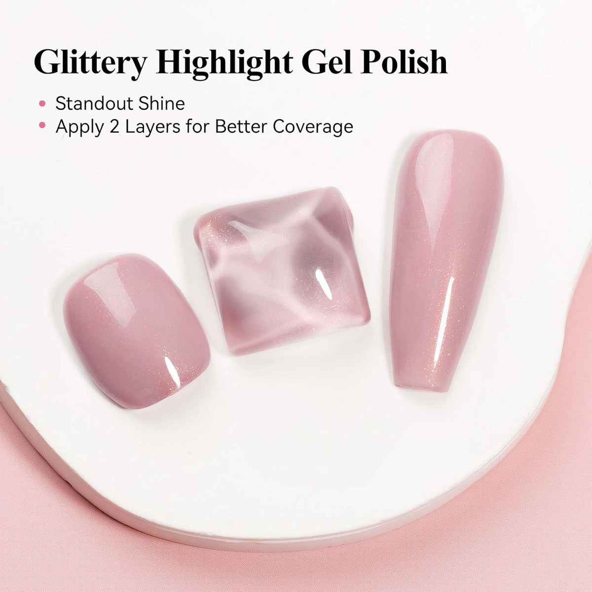 Glitter Gel Nail Polish, Light Pink Jelly Shimmer Iridescent Gel Polish Holographic Neutral Color Natural Translucent Soak Off UV Gel Polish for Nail Art Salon at Home, 12ML