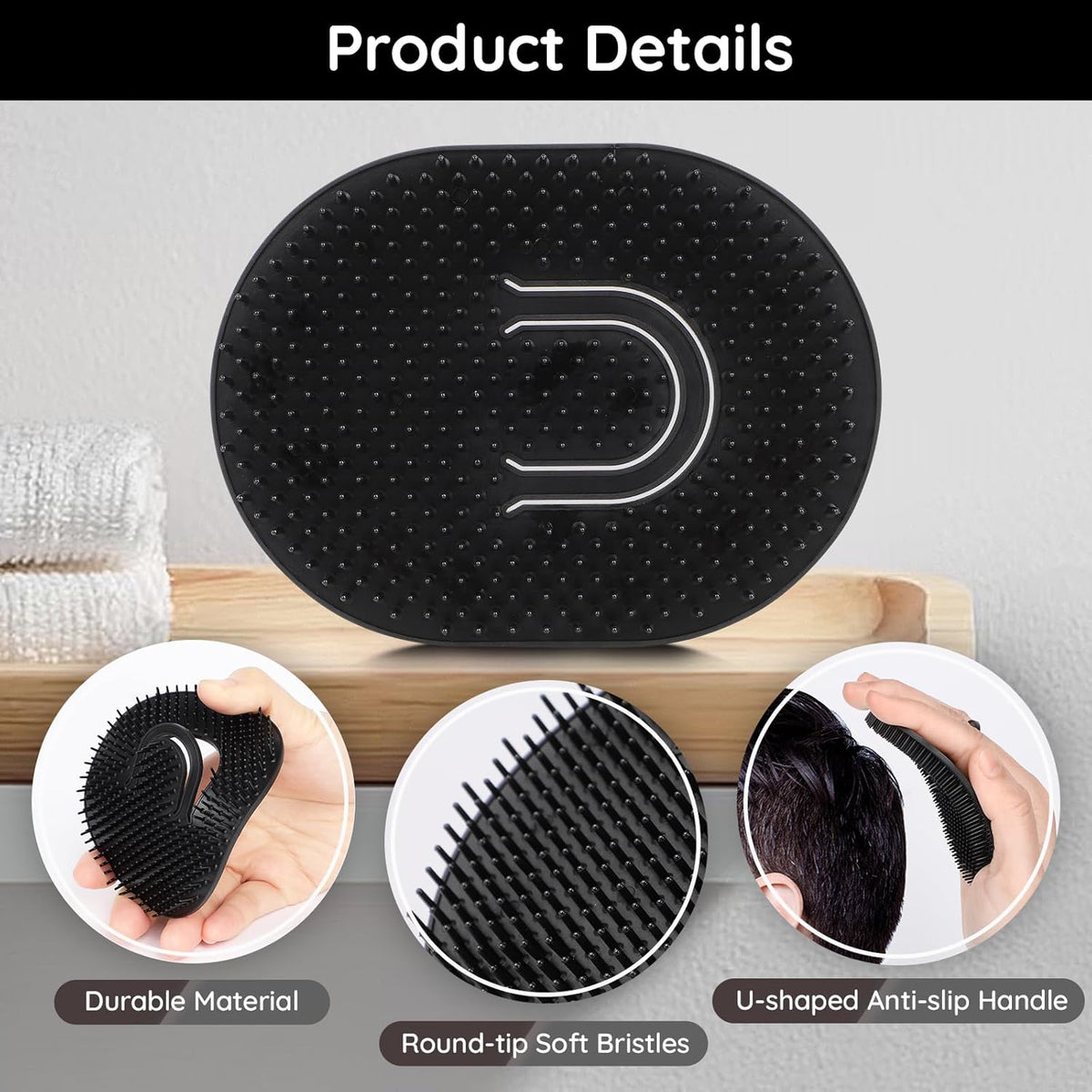 12pcs Palm Brush for Men, Segbeauty Portable Hair Brushes Plastic Beard Comb Shampoo Brushes Pocket Comb Scalp Massage Brush for Travel