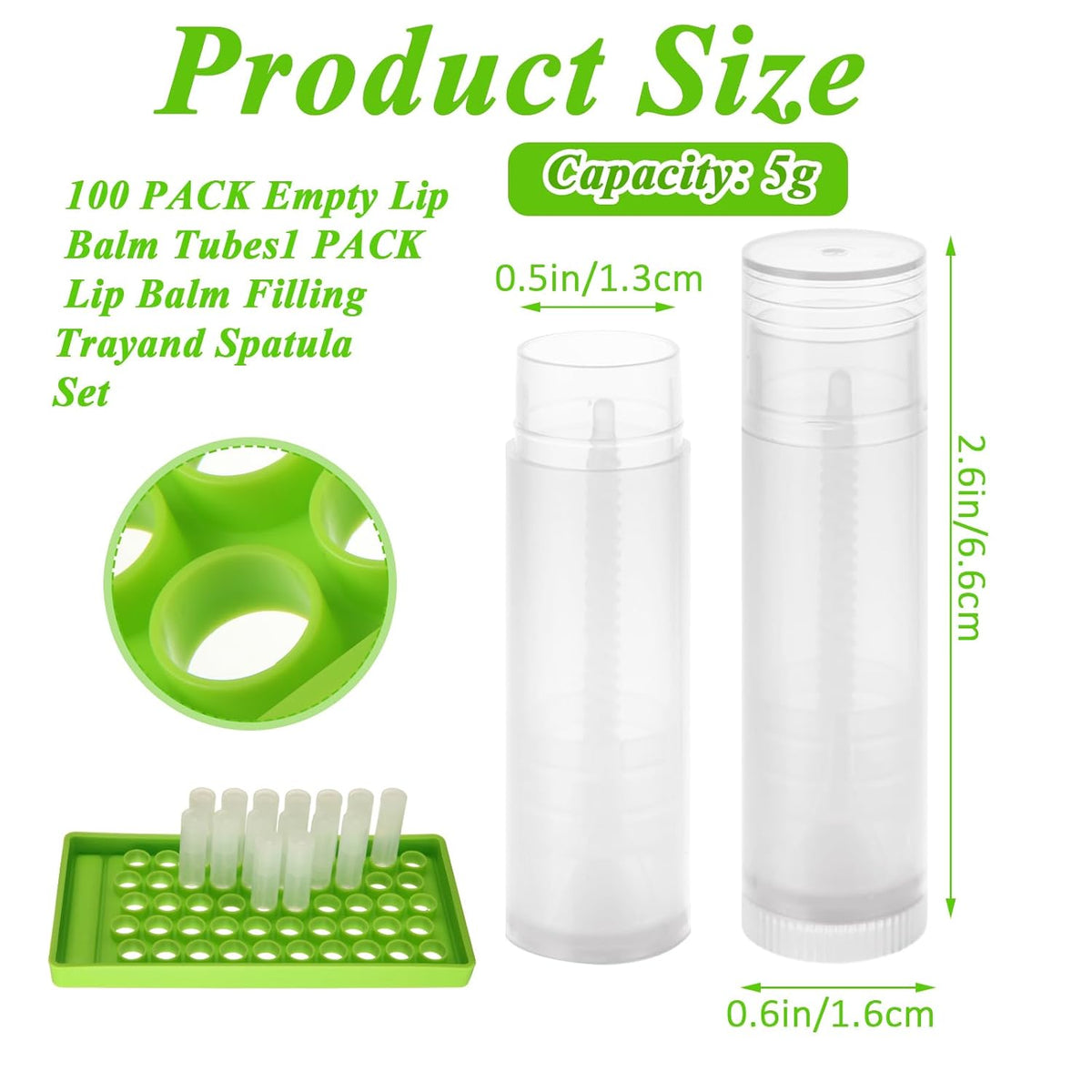 200Pcs Lip Balm Containers, 5.5ml (3/16 Oz) Plastic Clip Balm Tubes, Empty Chapstick Tubes with Filling Tray and Spatula for DIY Homemade Chapsticks Lipsticks and Homemade Solid Perfume