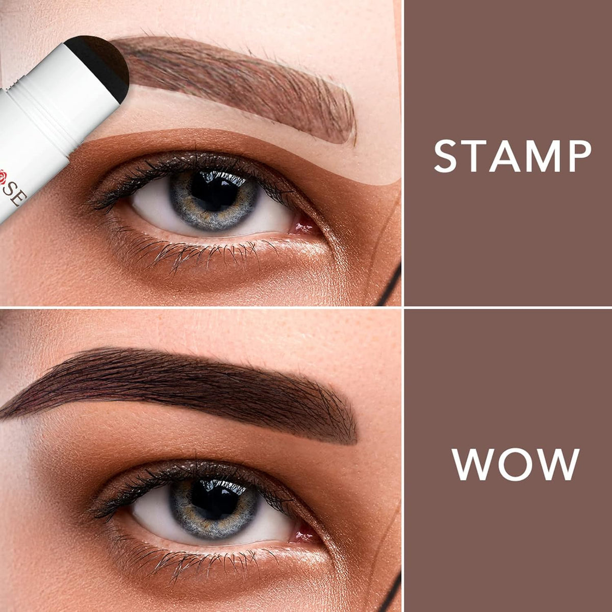 ALLROSE Eyebrow Stamp Stencil Kit - Eye Brow Stamping Kit, One Step Brow Stamp Kit, 20 Brow Stencils and Stamp Kit, Waterproof Perfect Eyebrow Kit, Easy to Use, Auburn