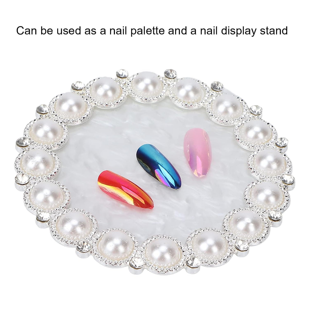 Polish Mix Palette, Resin Nail Art Display Board Cosmetic Nail Mixing Palette Color Mixing Nail Art Tips Display Plate(Silver)