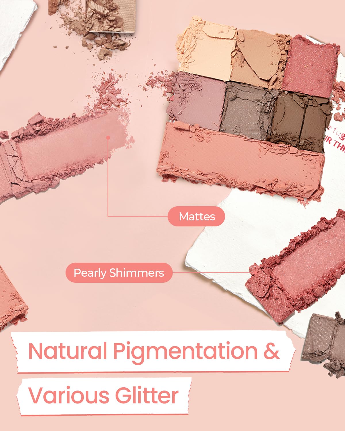 AMTS True Beauty Dear Rose Eyeshadow Palette, Matte Shimmer Glitter Highly Pigmented, Long Lasting, Cheek blush, K Beauty, Korean makeup