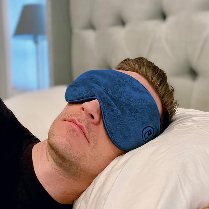 BARMY Weighted Sleep Mask (0.8lb/13oz, 5 Colors) Weighted Eye Mask for Sleeping, Eye Cover That Blocks Out Light to Help Relaxation and Night Sleep, Comfortable Blackout Sleeping Mask, Navy Blue