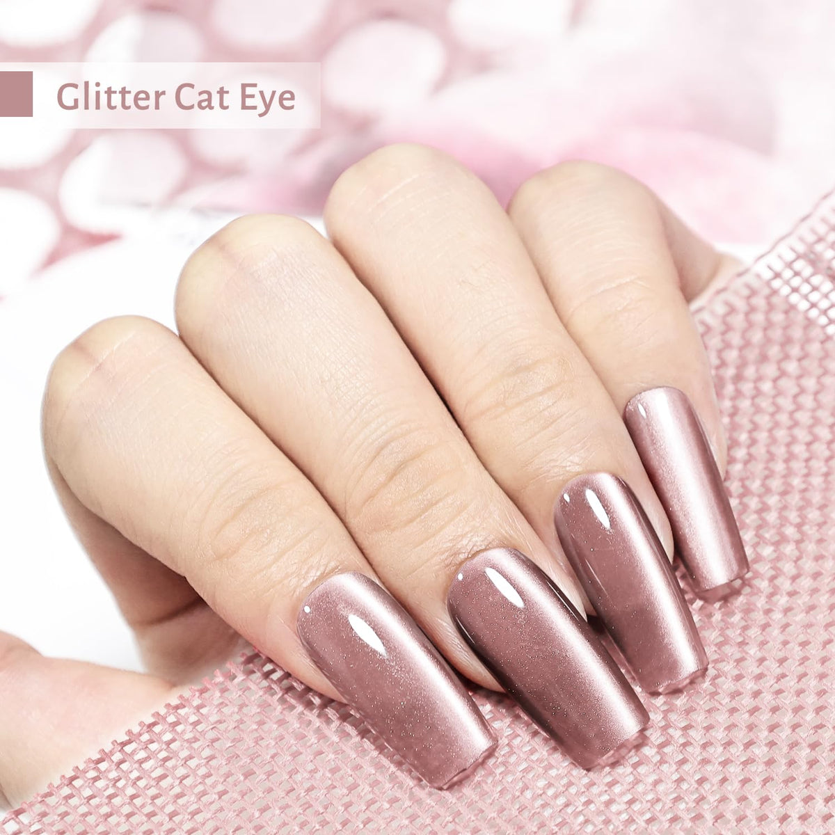 JODSONE 16.5ml Cat Eye Gel Nail Polish Light Brown Single Colors for Holographic Glitter Cat Eye Reflective Translucent Need U V Lamp