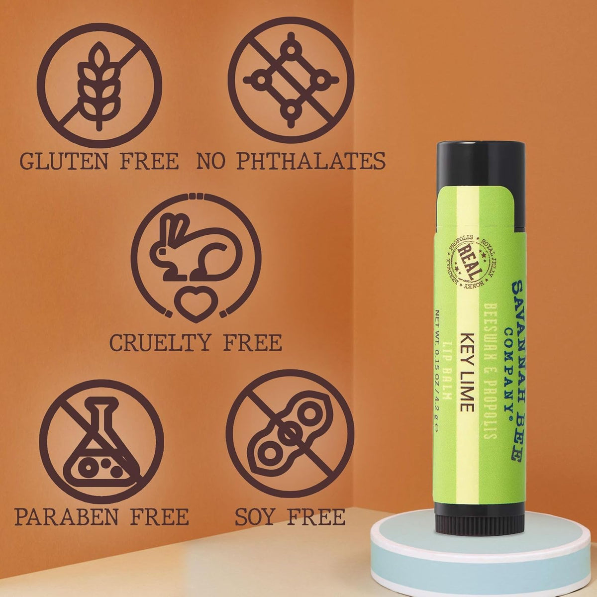 Savannah Bee Lip Balm Hanger 0.15 oz - Invigorating Mint Flavor - Natural Ingredients for Supple, Soft Lips - Convenient Hanger Design (.15 Oz, Key Lime)
