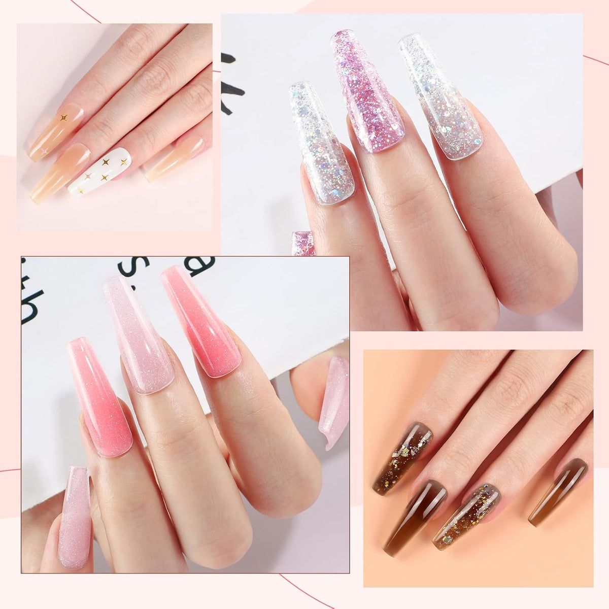COSCELIA Poly Nail Gel Kit Starter Kit 18pcs 16ML Poly Nail Extension Gel without Lamp for Beginners with Everything Nail Thickening Solutions Matte Top Coat Fall Colors DIY Gifts for Women