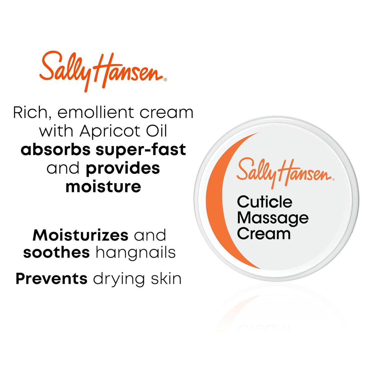 Sally Hansen Cuticle Massage Cream, Cuticle Care, Nourishing, Includes Apricot Oil (Pack of 2)