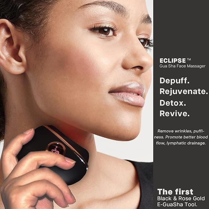 Eclipse Gua Sha Facial Tools, Face Sculpting Tool, Electric Face Massager with 3-Level Heat & Vibration & 1000mAh Battery, Anti-Aging, Neck & Face Lift, Wrinkle and Puffiness Reduction
