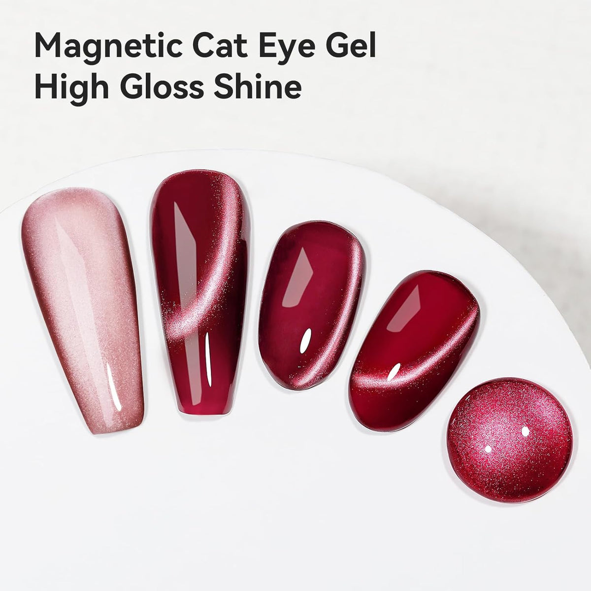 Cat Eye Gel Nail Polish, Burgundy Red Glitter Magnetic Gel Polish Moonlight, Cateye Gel Polish With Magnet Wine Red Holographic Shimmer UV Velvet Manicure Salon DIY Home, 12ML