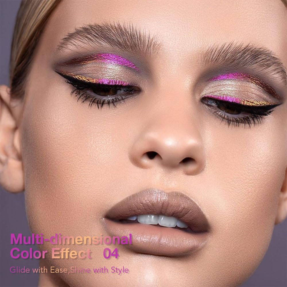 evpct Chameleon Duo Chrome Liquid Eyeliner, Light Dark Purple Glitter Metallic Shimmer Liquid Eyeliner, Multichrome Color Shift, Long Lasting Waterproof Eye Liner Eyeshadow Pencil Face Glitter Makeup