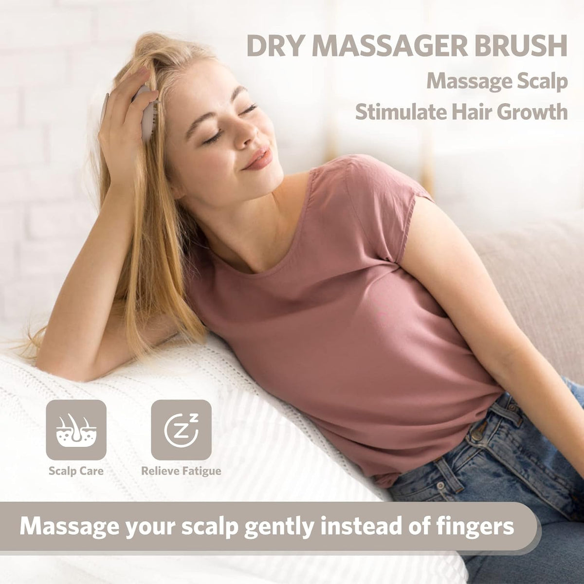 Sndyi Silicone Scalp Massager Shampoo Brush, Hair Scrubber with Soft Silicone Bristles, Scalp Scrubber/Exfoliator for Dandruff Removal, Wet Dry Scalp Brush for Hair Growth & Scalp Care, Khaki