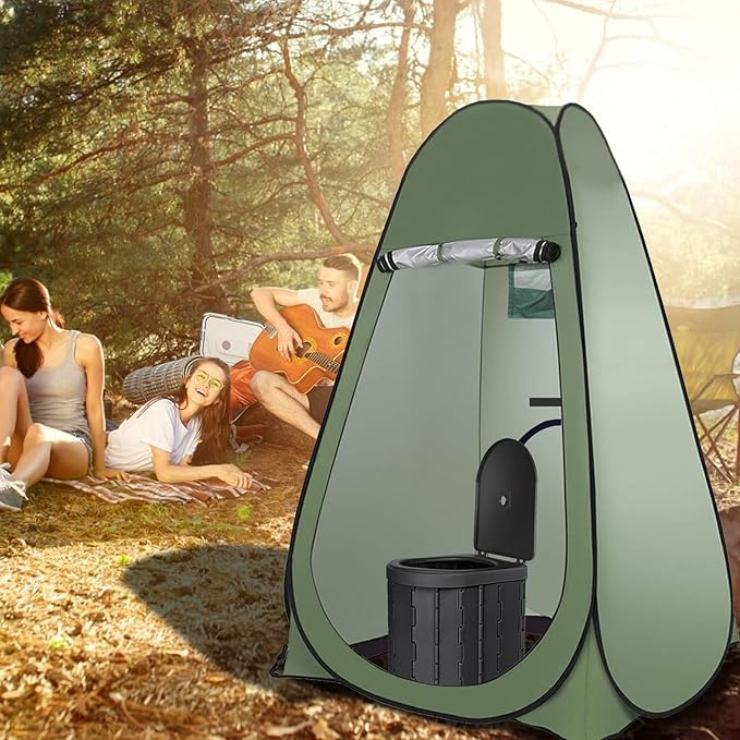 Portable Outdoor Camping Toilet Kit for Adults,Pop Up Privacy Tent, Camping Folding Toilet, 30 Toilet Bags, Washable Foldable for Travel, RV, Car, Beach, Hiking