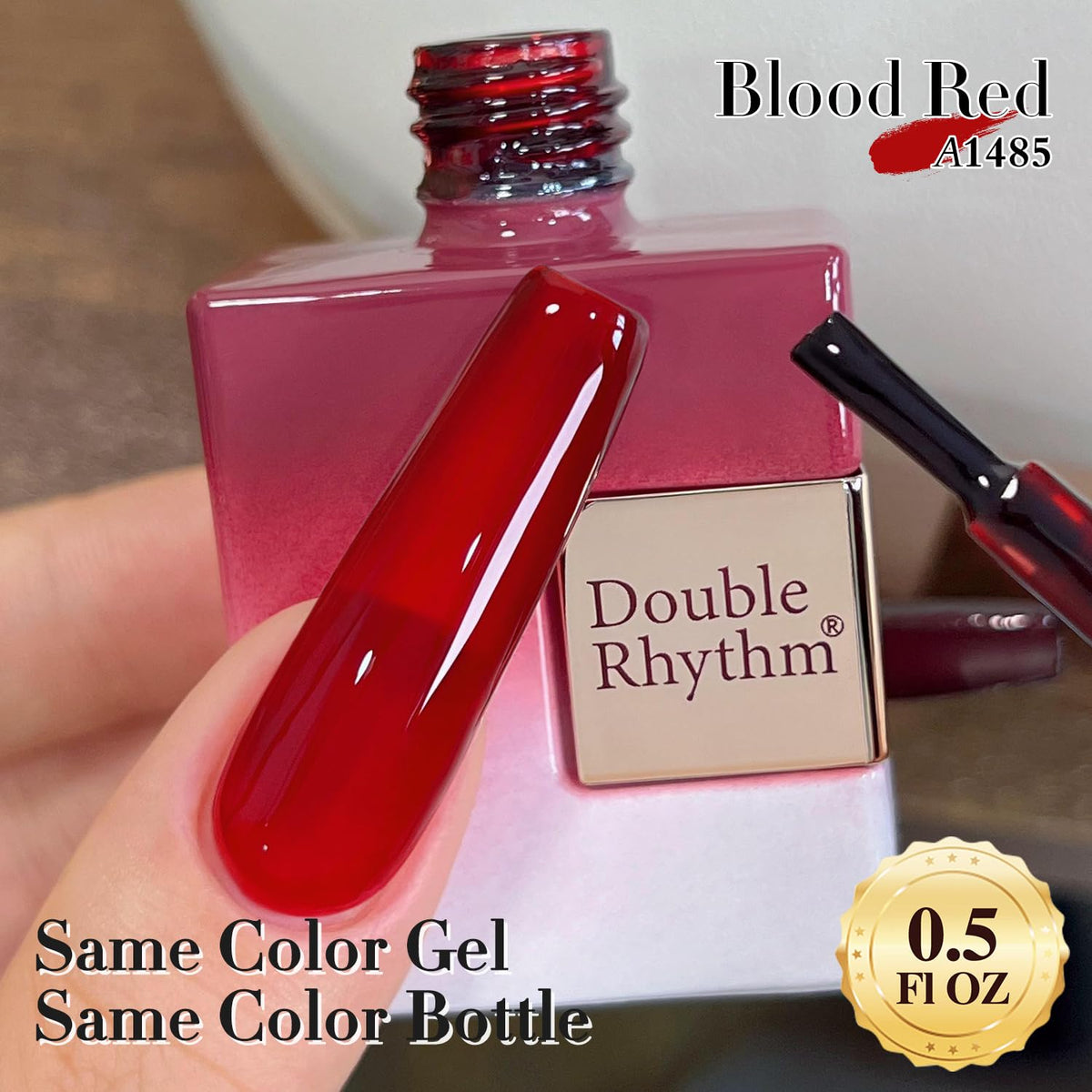 Double Rhythm 0.50 OZ Translucent Gel Polish Same Color Same Bottle Sheer Pastel Neutral Natural Milky 15 ML Jelly UV Nail Art DIY at Home (Burgundy Red-A1485)