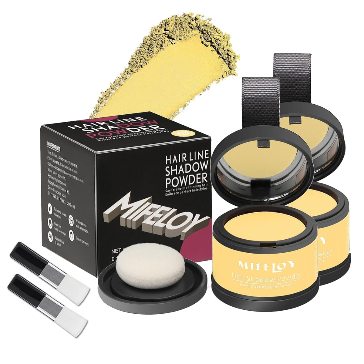 2 Pack Root Touch Up Shadow Powder, Gray Hair Cover Up, Women Color Root Coverage Powder for Thinning Grey Hairline, Men Instantly Concealer Hair Loss Beard Line Eyebrow, Light Blonde