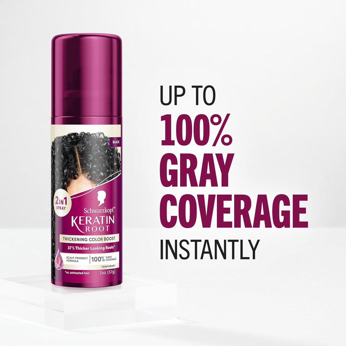 Schwarzkopf Keratin Color Root Temporary Hair Color Spray, Black - Salon Inspired Temporary Hair Dye, for up 100% Gray Coverage and Thicker looking roots, Ammonia free
