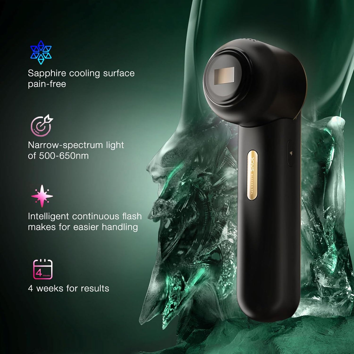 JOVS Blacken PRO DPL Skincare Device for Face, 3X Powerful Than IPL for Spot and Blemish Lightening, IPL Facial Beauty Device for Skin Rejuvenation, Ice-Cooling Contact | 3 Modes