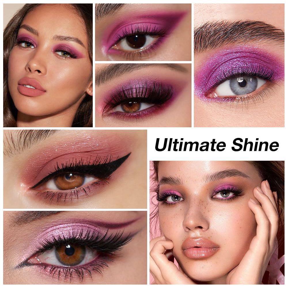 Purple Eyeshadow Palette with Mirror for Eye Makeup,16 Color Blue Green Pink Gold Colorful Matte Glitter Highly Pigmented Korean Natural Rainbow Eye Shadow palette,Blendable-01