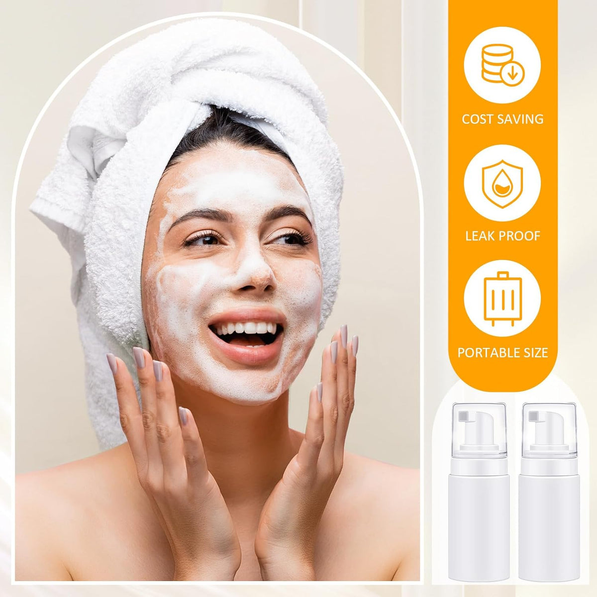 50pcs Foam Pump Bottles 1oz/30ml Plastic Mini Empty Dispenser DIY Travel Face Cleanser Mousse Soap Foam Bottle Refillable Hand Soap Eyelash Shampoo Cosmetics Portable Travel Pack(White)