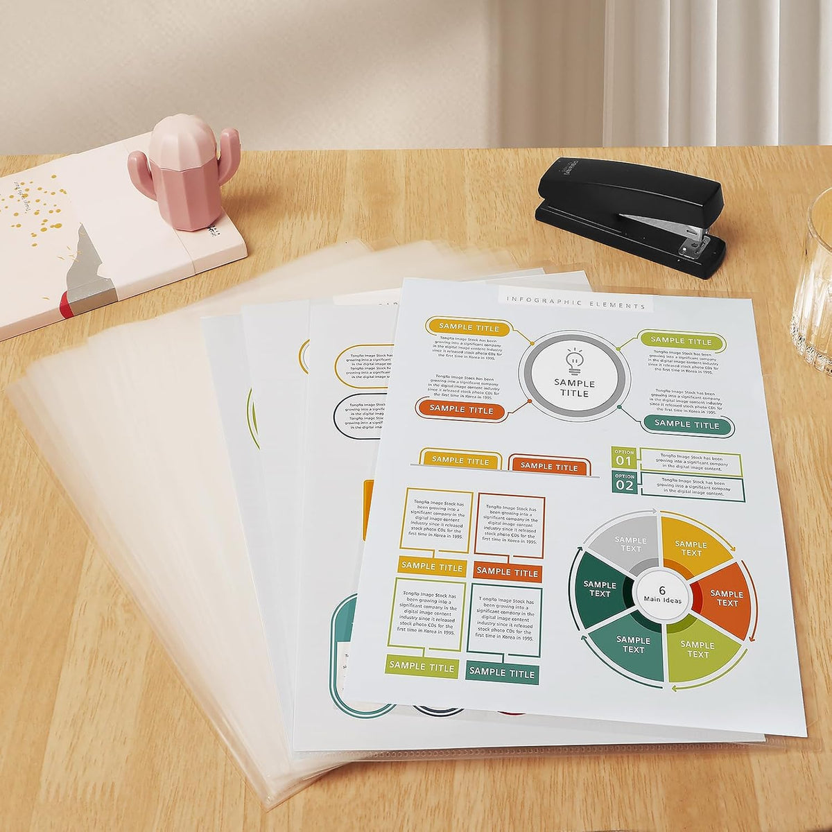 50 Pack Clear Folders for Documents Plastic Folders Transparent L-Type Plastic Sleeves for Letter Size A4 Paper Ideal for School and Office Supplies