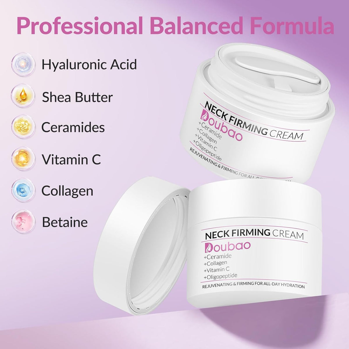 Neck Firming Creams for Tightening and Firming, Moisturizer Face Cream with Collagen, Hyaluronic Acid, Day & Night Anti-Aging Skin Tightening Cream Neck, Décolleté & Face – 1.7Fl Oz
