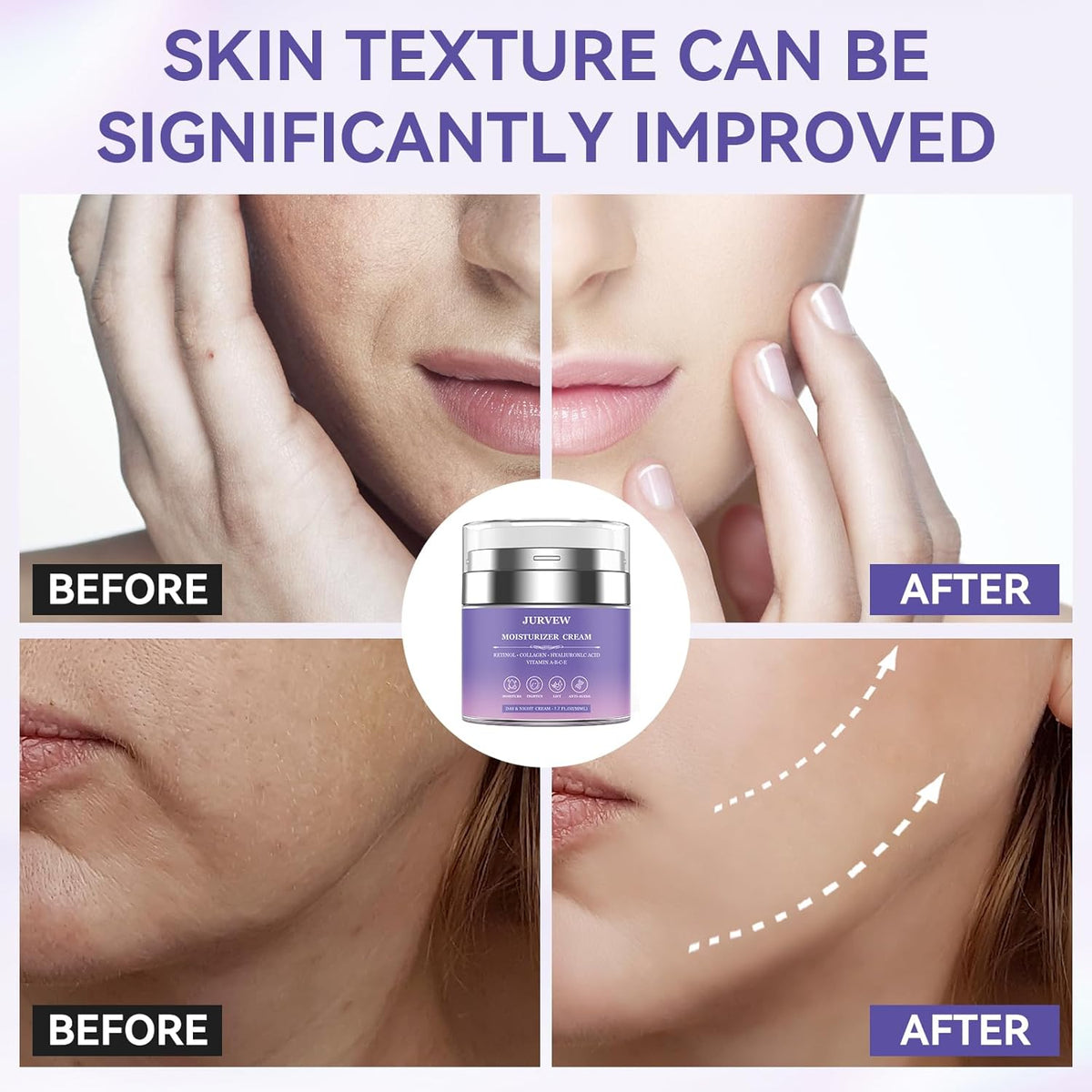 Face Moisturizer Retinol Cream, Neck Collagen Cream for Tightening Skin, Anti Aging Day & Night Deep Facial Moisturizer for Women & Men, Tighten and Lift Wrinkle