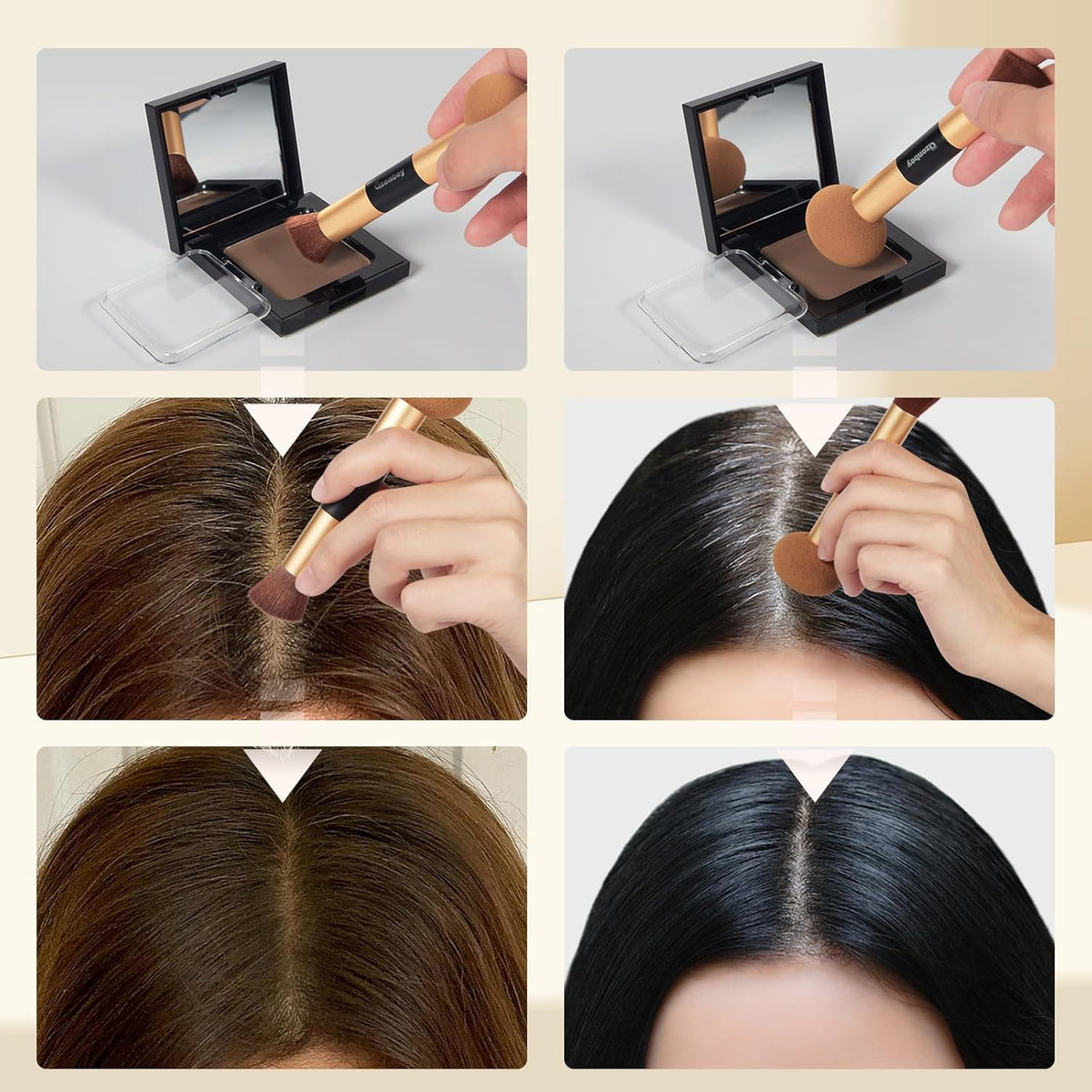 New Root Touch Up Hair Color With Makeup Brush for Gray Hair Coverage,Hair Fibers for Thinning Hair,Hairline Powder - Instantly Cover Touch Up,Black Root Touch Up, Hair Powder for Women Men (Black)