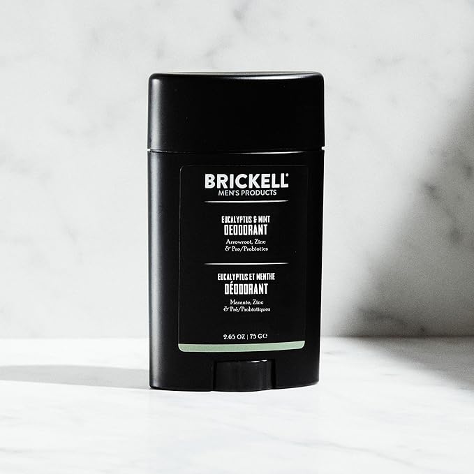 Brickell Men's Products Natural Deodorant For Men, Natural and Organic, Aluminum, Alcohol, and Baking Soda Free, 2.65 Ounce, Eucalyptus & Mint
